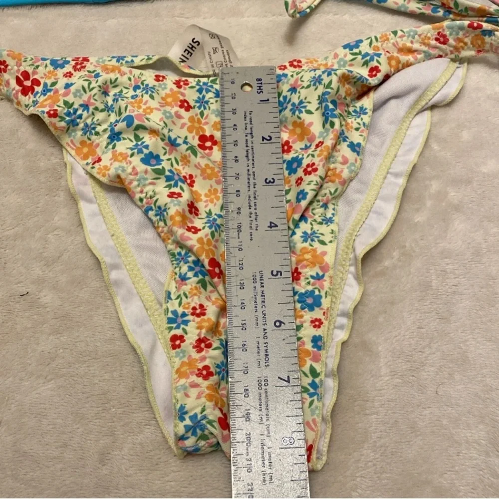SHEIN Vibrant Blue Top with Floral Bikini Bottom